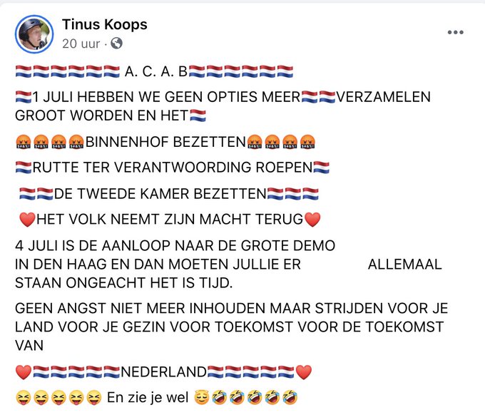 Oproep Tinus Koops het binnenhof te bezetten
